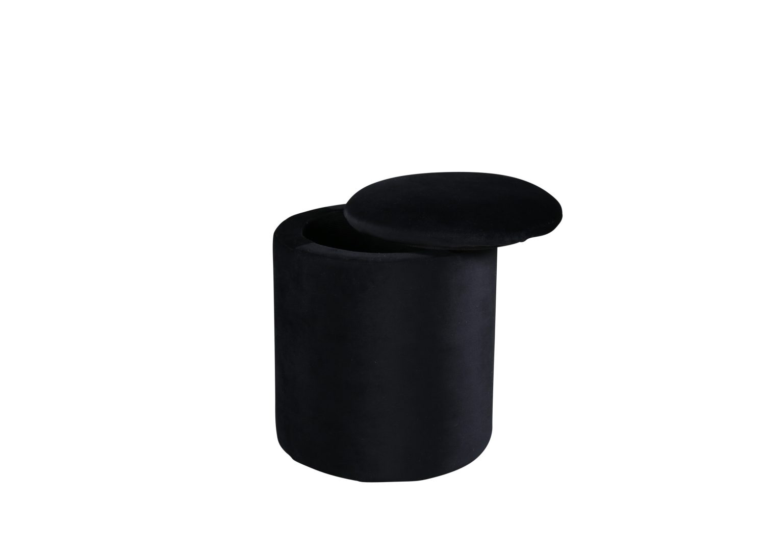 Pouf Limpen tissu bouclette en polyester noir Ø 32 cm vu sous un autre angle