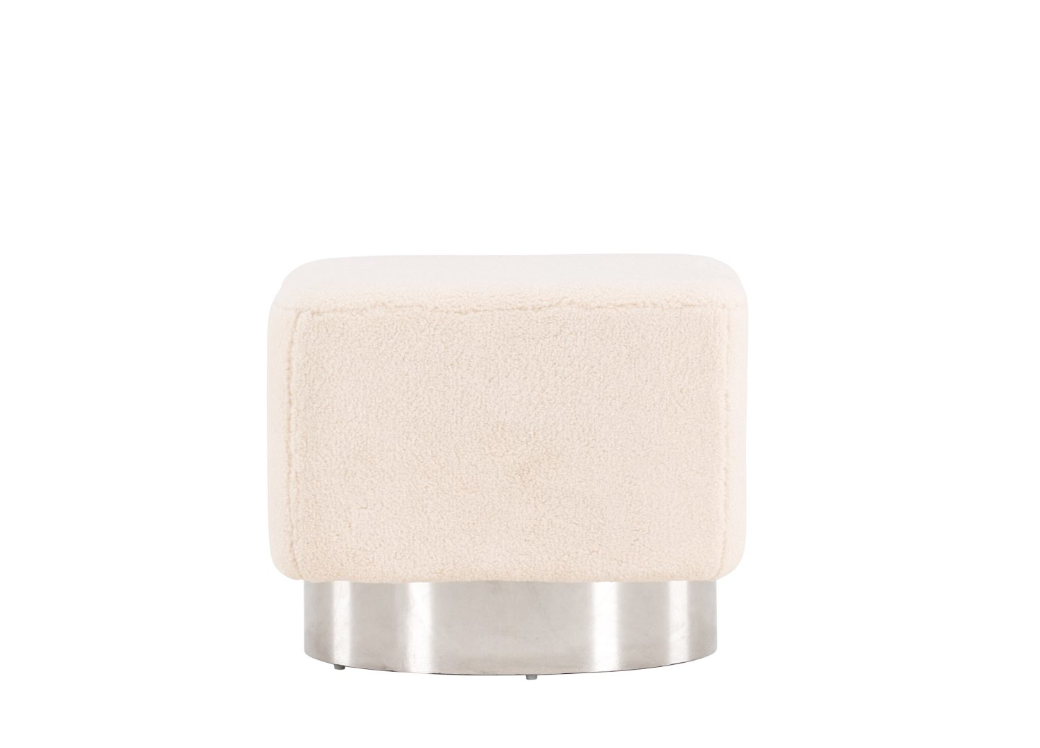 Vue détaillée du pouf Newton blanc cassé