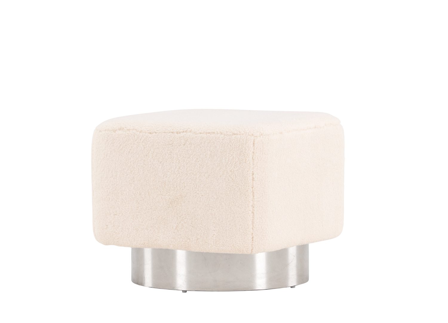 Pouf Newton polyester blanc cassé 45 cm vu sous un autre angle