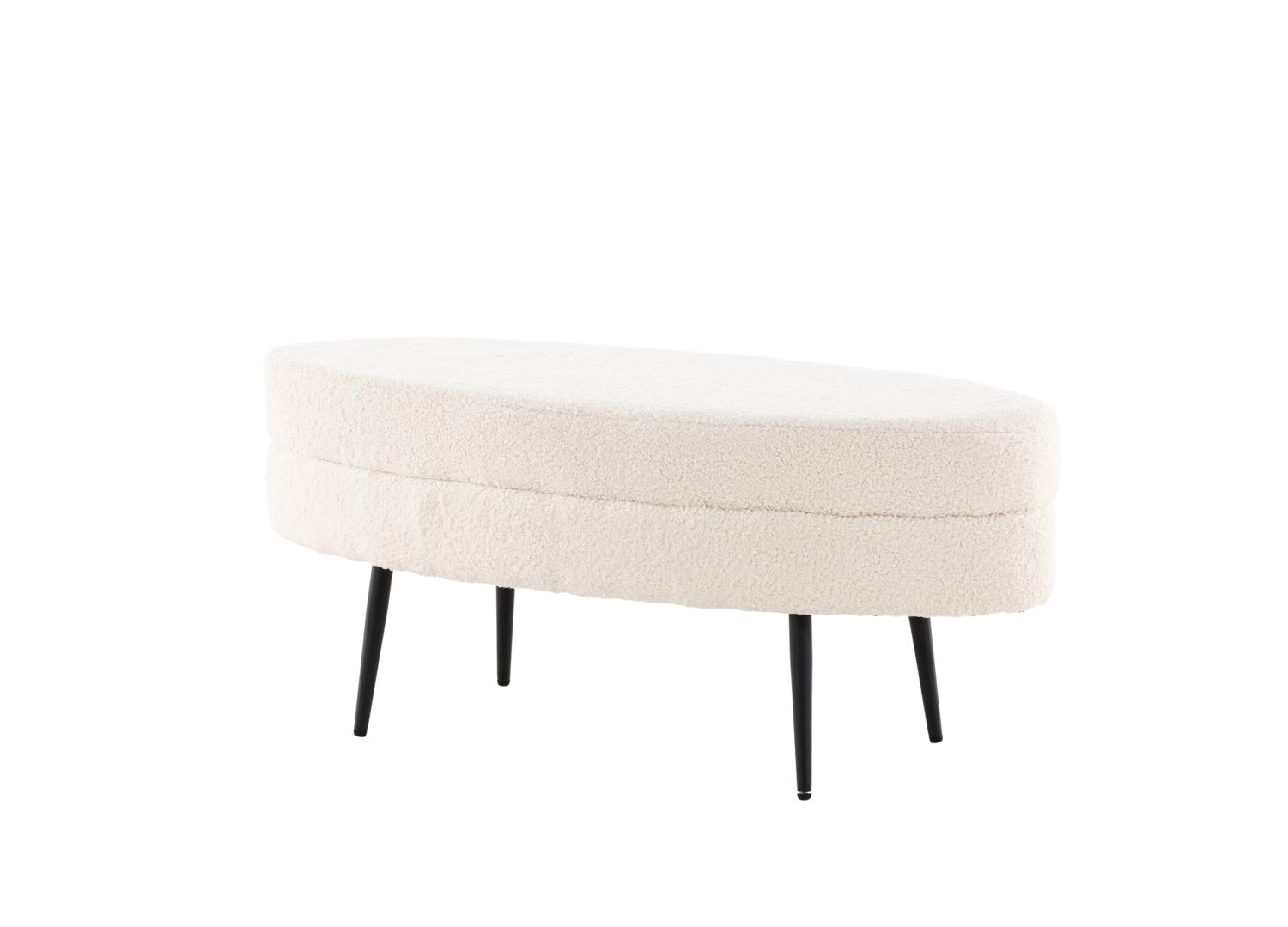 Pouf Otto tissu bouclette en polyester blanc 100 cm vu sous un autre angle