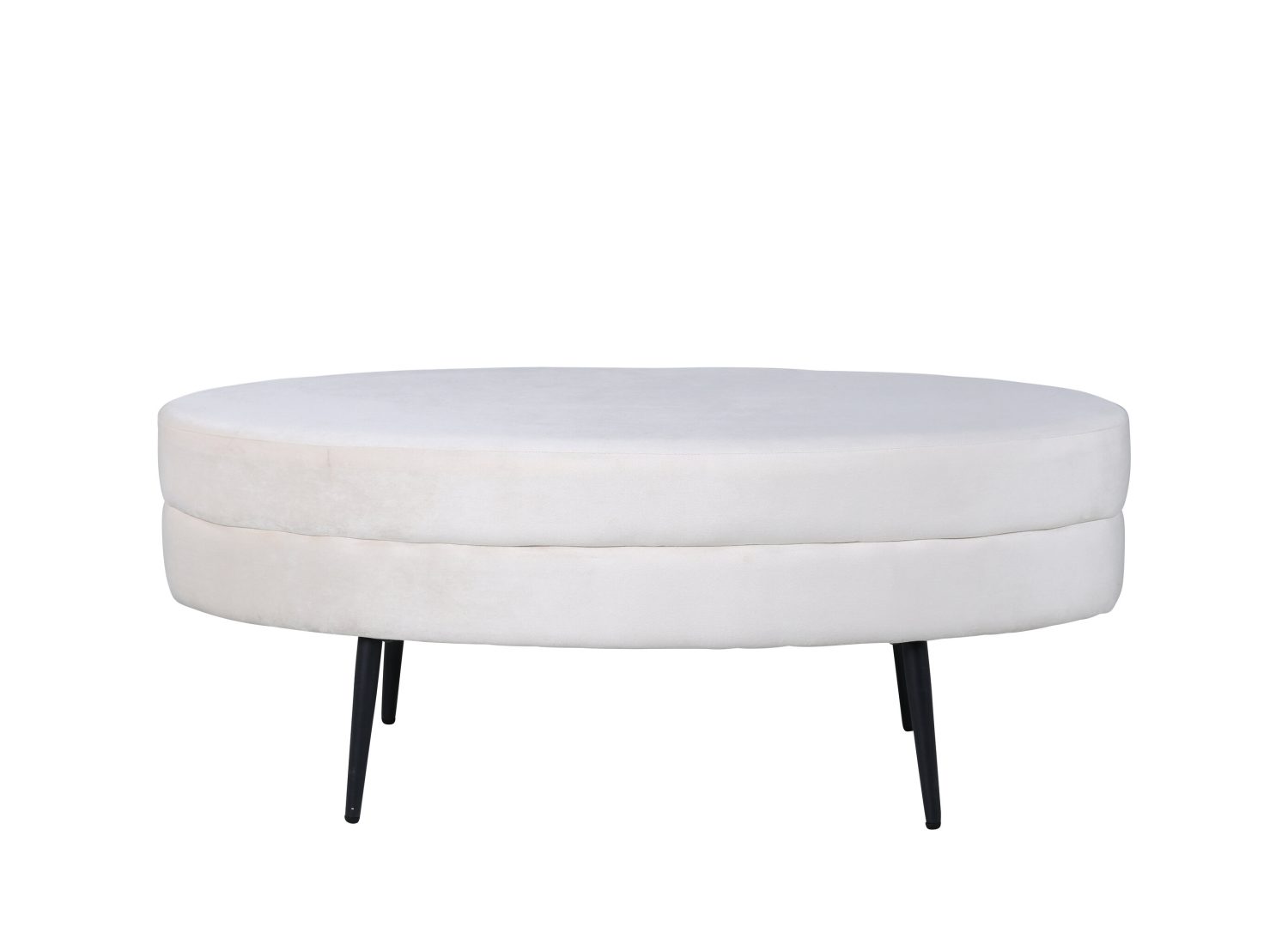 Vue détaillée du pouf Otto blanc cassé