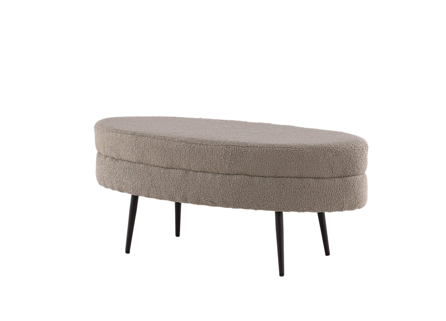 Pouf Otto tissu bouclette en polyester grège 100 cm vu sous un autre angle