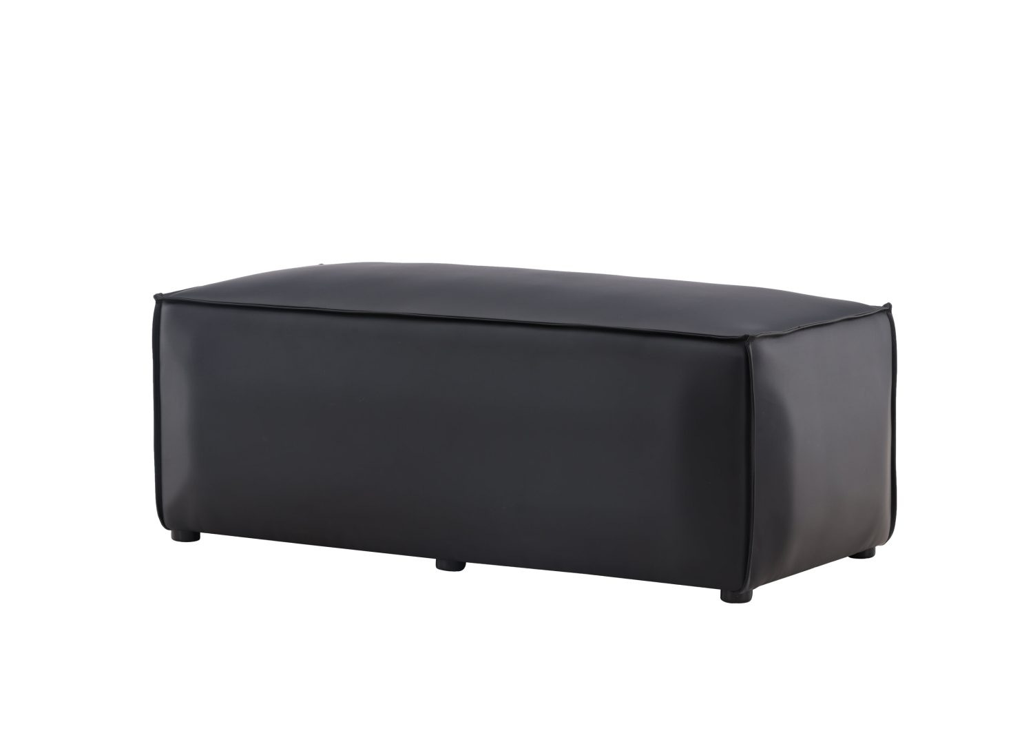 Pouf Palermo similicuir en polyuréthane noir 59 cm vu sous un autre angle