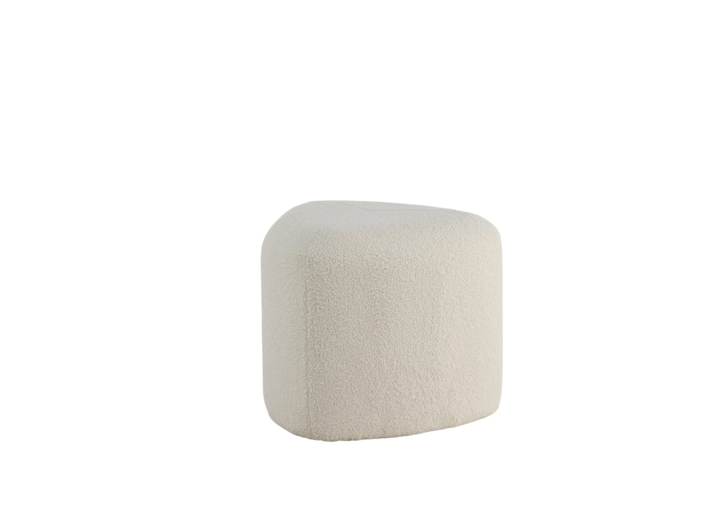Pouf Peg tissu bouclette en polyester blanc Ø 46 cm vu sous un autre angle