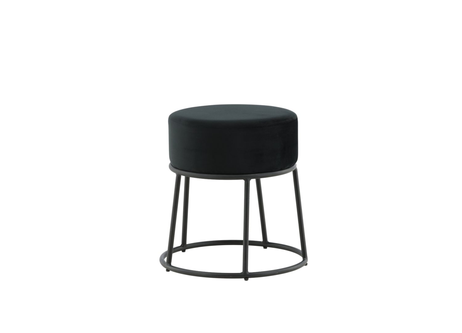 Pouf Petra tissu bouclette en polyester noir Ø 46 cm vu sous un autre angle