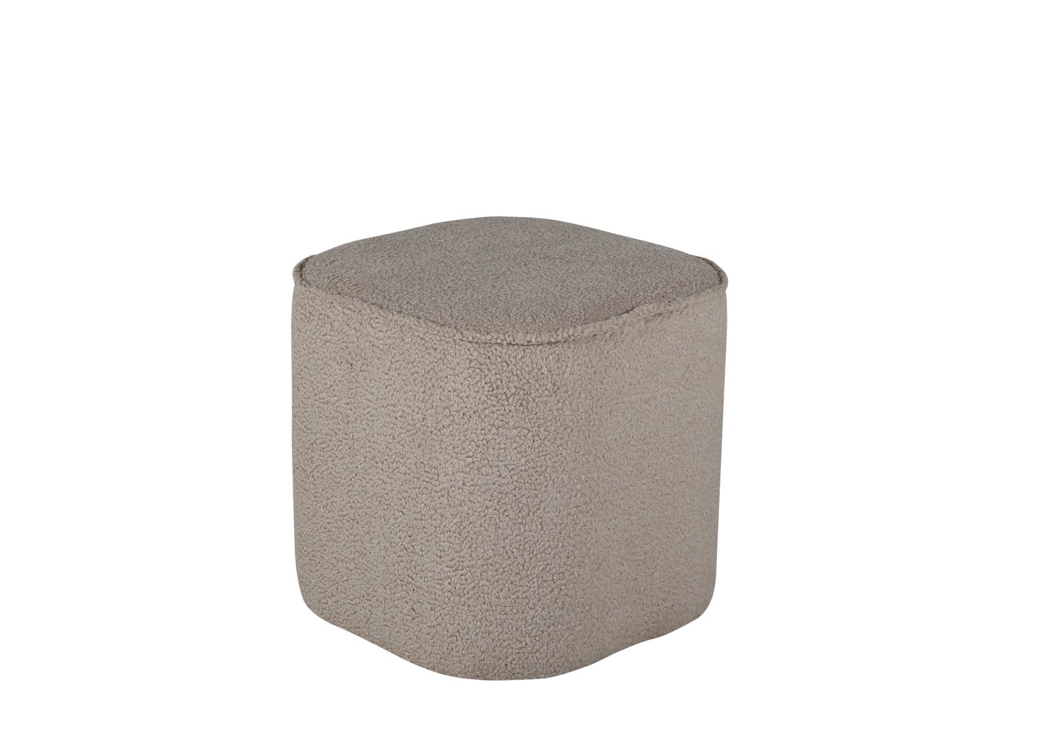 Pouf Piff tissu bouclette en polyester beige Ø 44 cm vu sous un autre angle