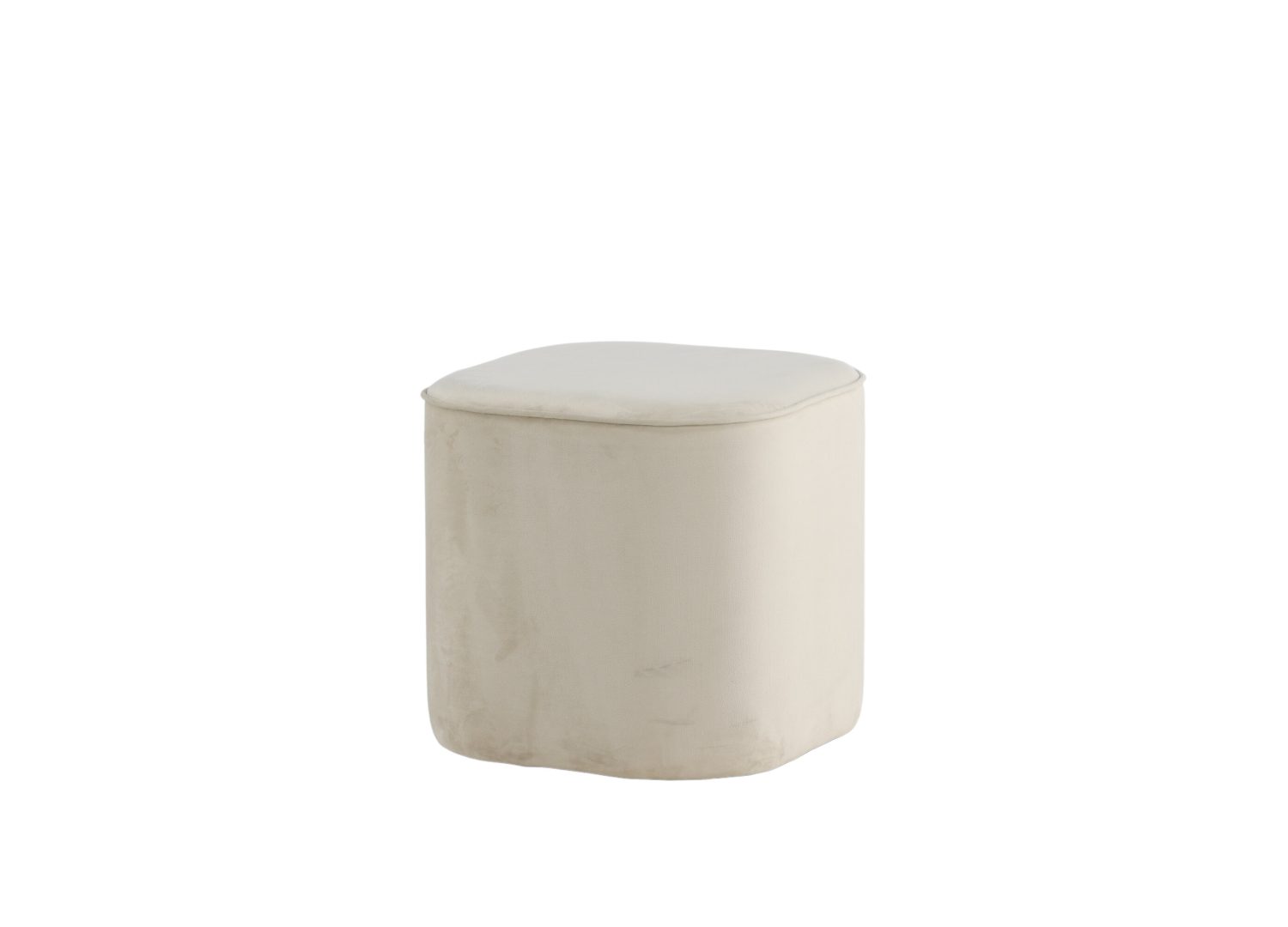 Pouf Piff tissu bouclette en polyester beige Ø 44 cm vu sous un autre angle