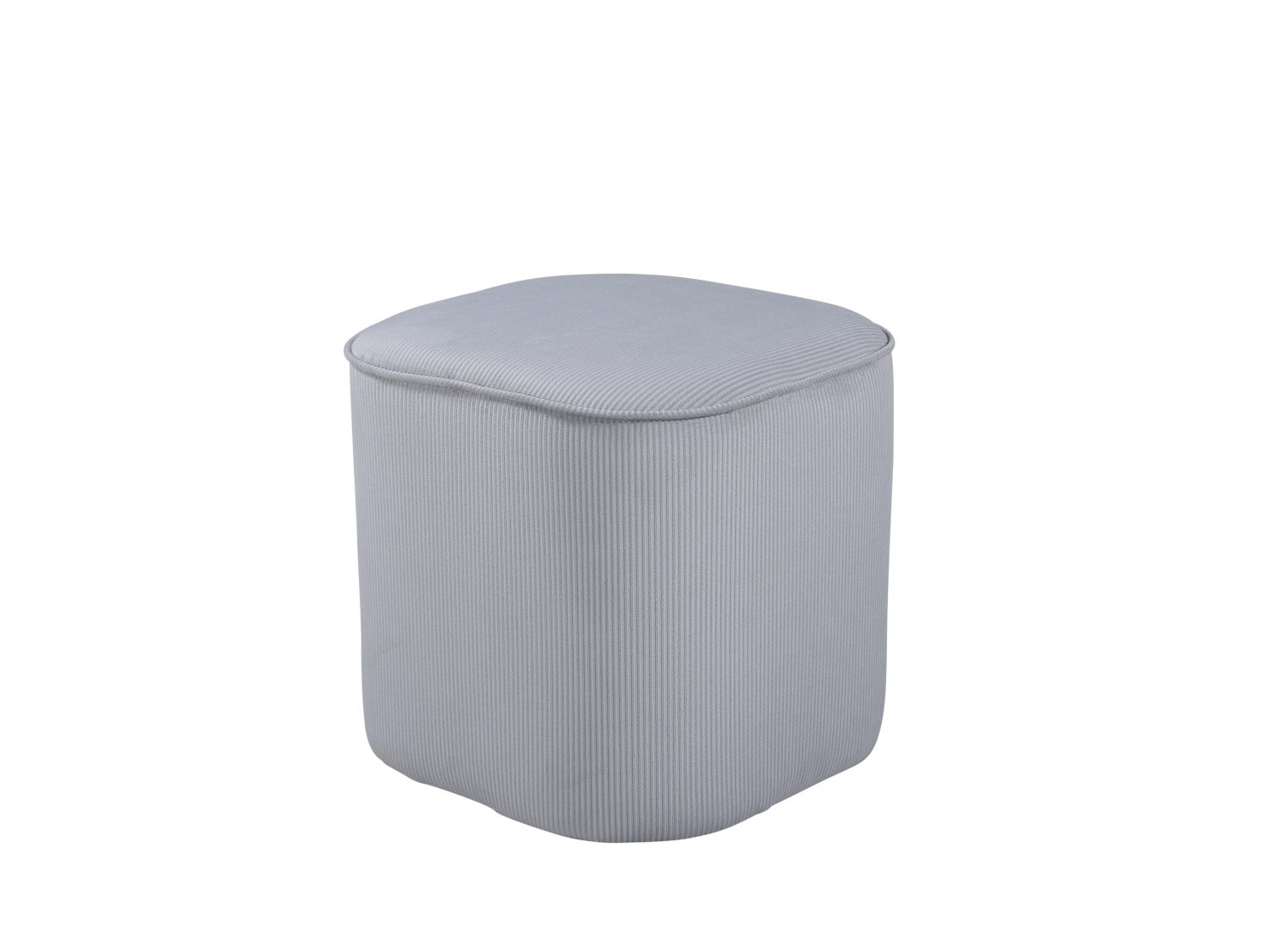 Pouf Piff velours côtelé en polyester gris Ø 44 cm vu sous un autre angle