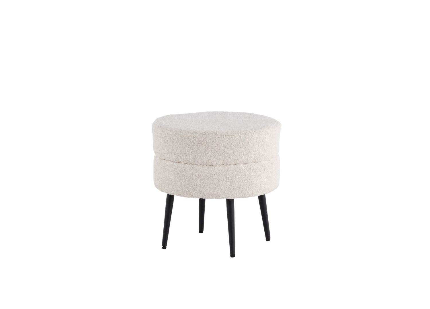 Pouf Pot tissu bouclette en polyester blanc Ø 40 cm vu sous un autre angle