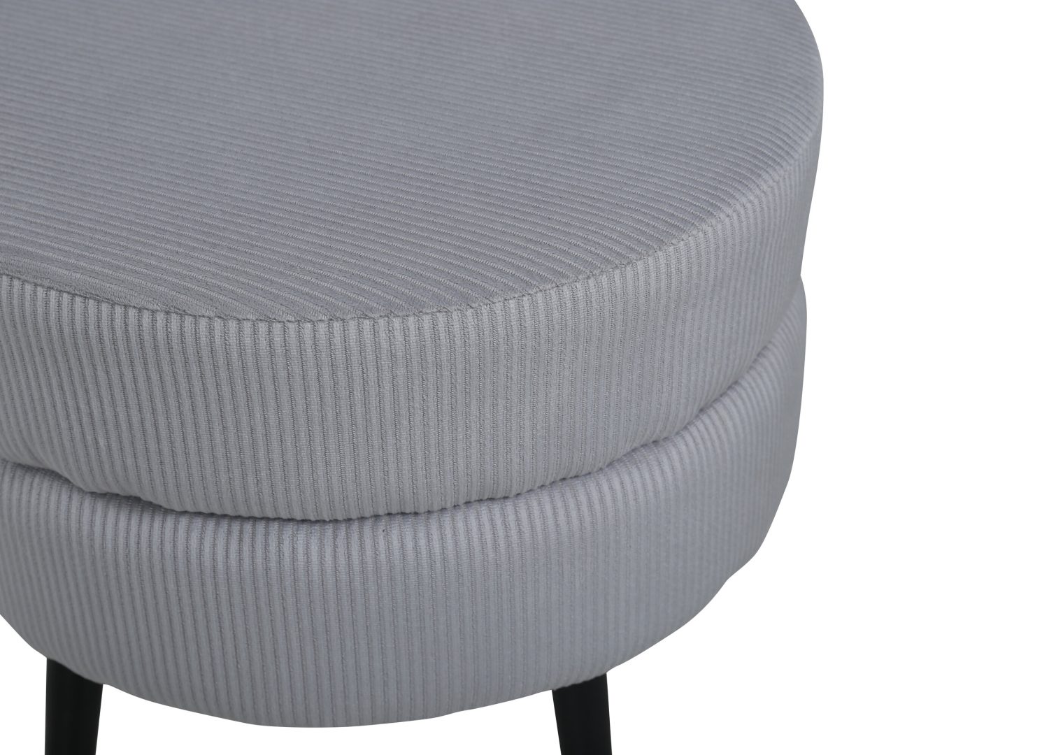 Pouf Pot velours côtelé en polyester gris Ø 40 cm vu sous un autre angle