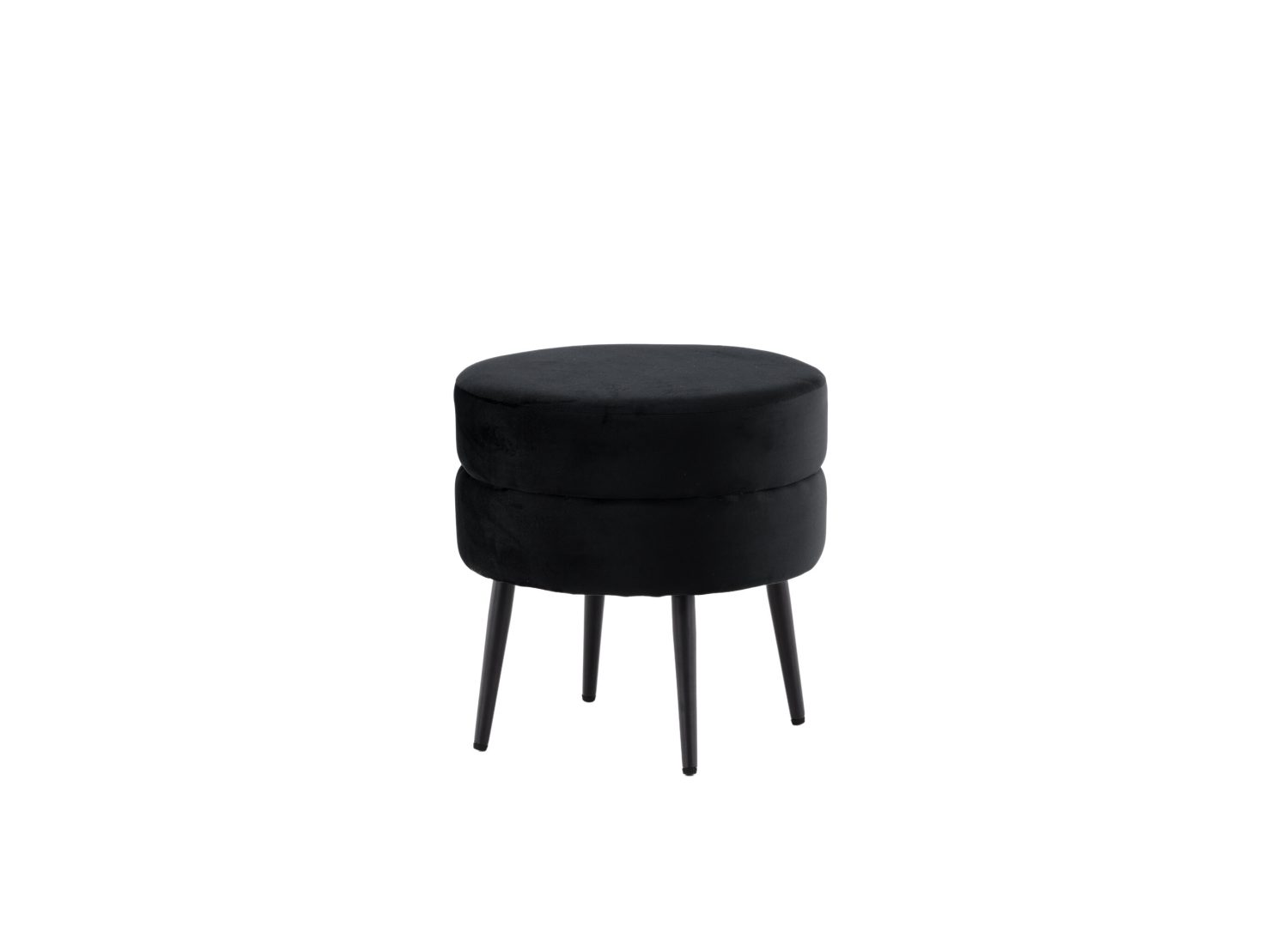 Pouf Pot tissu bouclette en polyester noir Ø 40 cm vu sous un autre angle