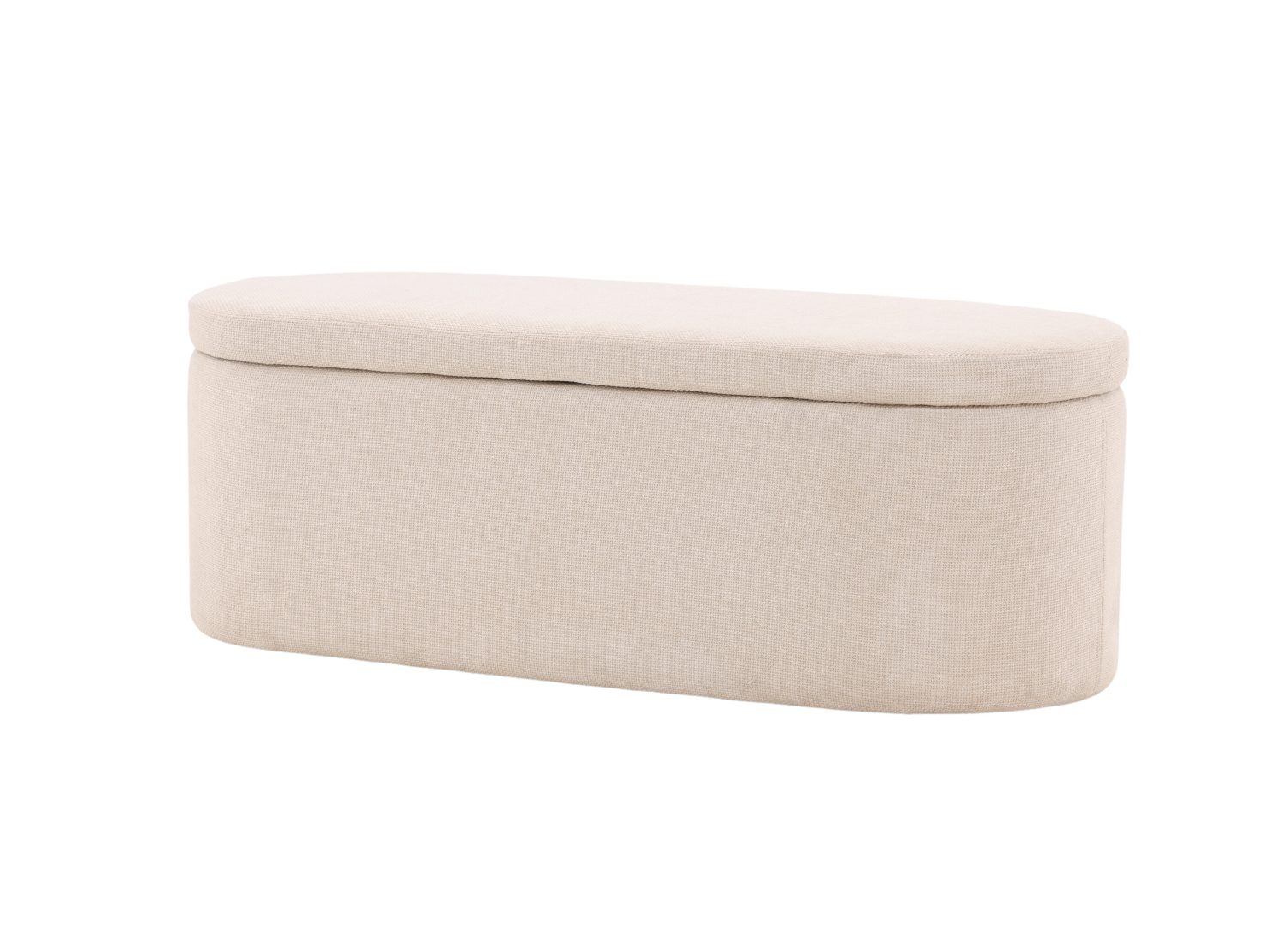 Pouf Potenza polyester blanc cassé 50 cm vu sous un autre angle