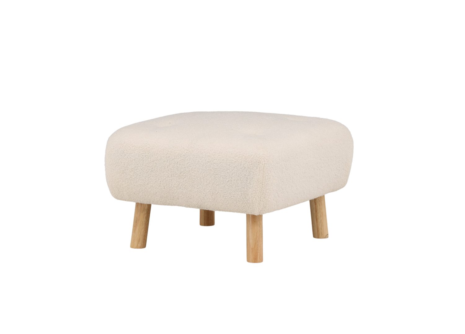 Pouf Salina tissu bouclette en polyester blanc 56 cm vu sous un autre angle