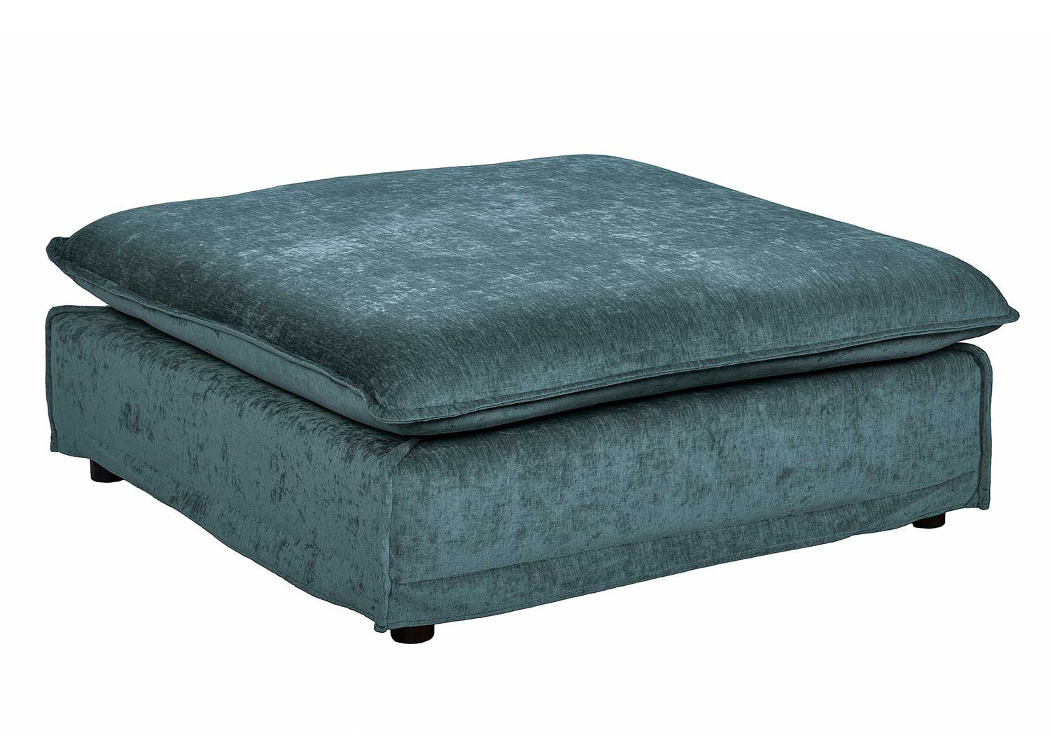 Pouf tissu velours bleu pétrole