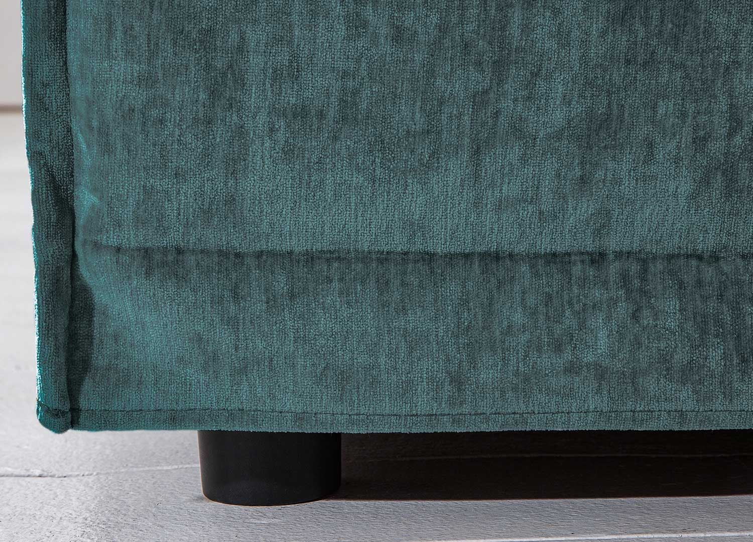Pouf tissu velours bleu pétrole