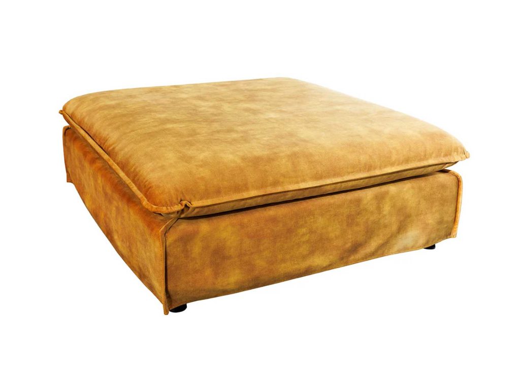 Pouf tissu velours jaune moutarde Tricia