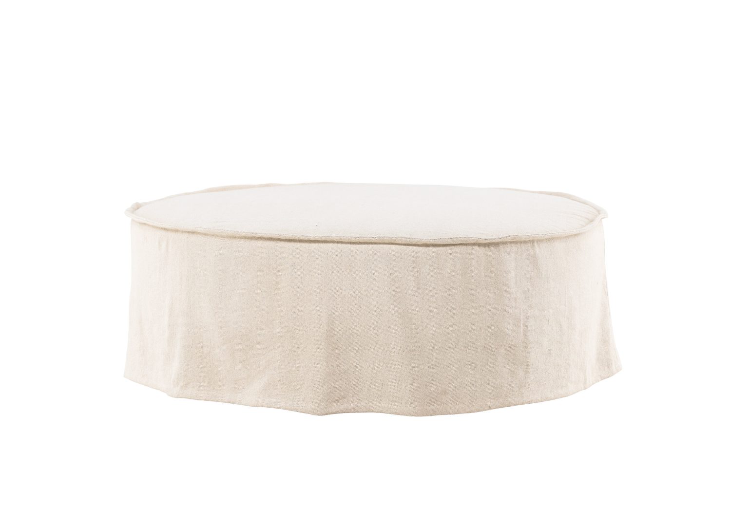 Pouf Vindö coton / tissu polyester effet lin beige Ø 101 cm vu sous un autre angle