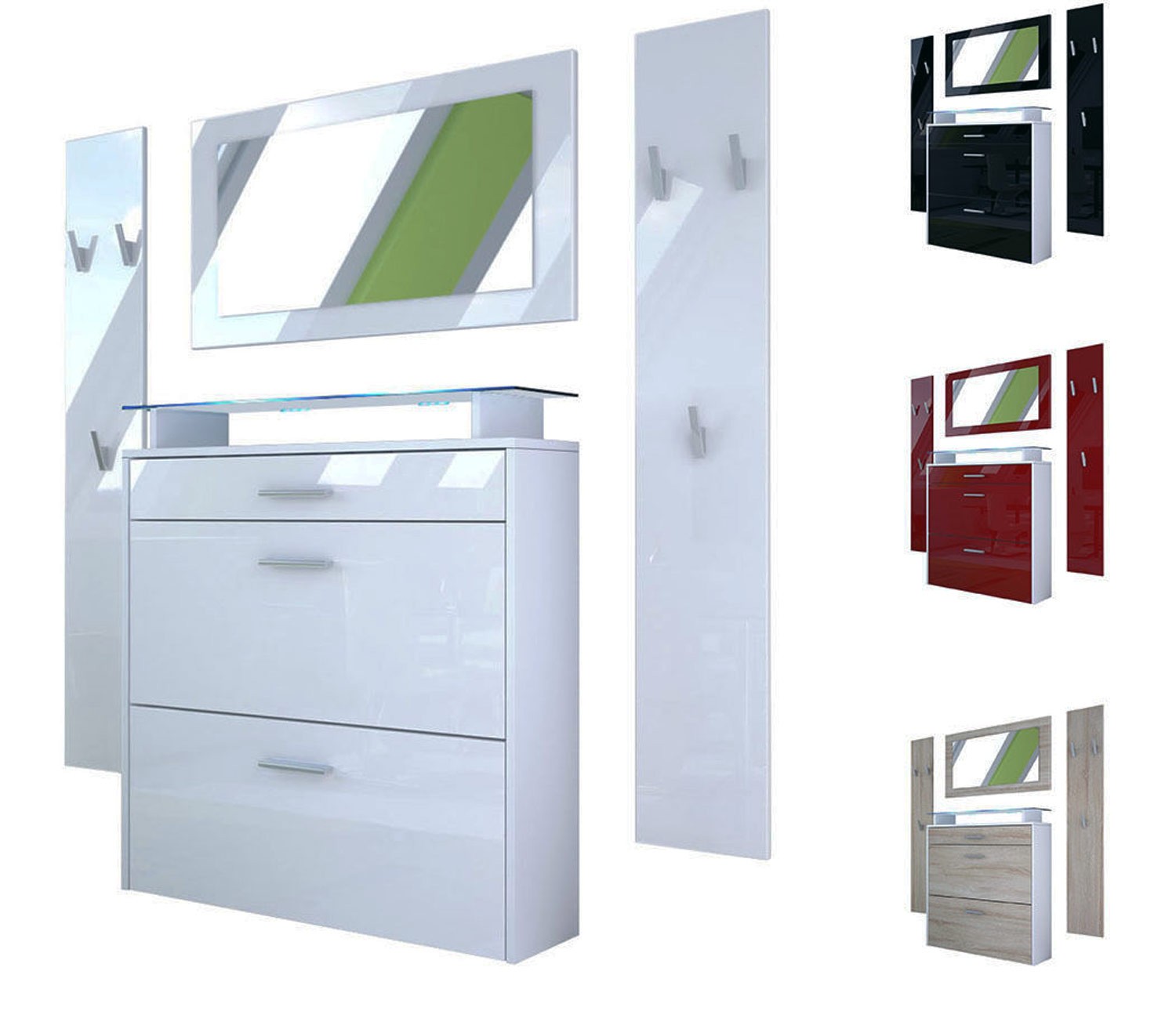 Range chaussures mural vestiaire & miroir