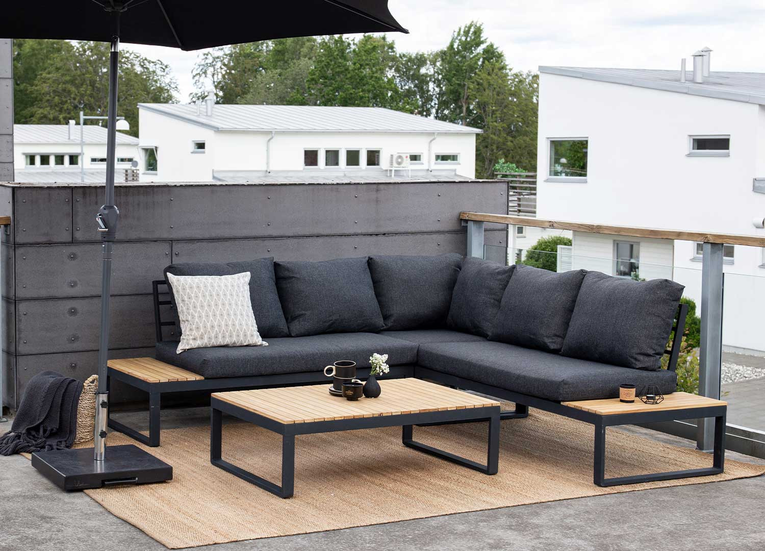 Salon d'angle de jardin 5 places