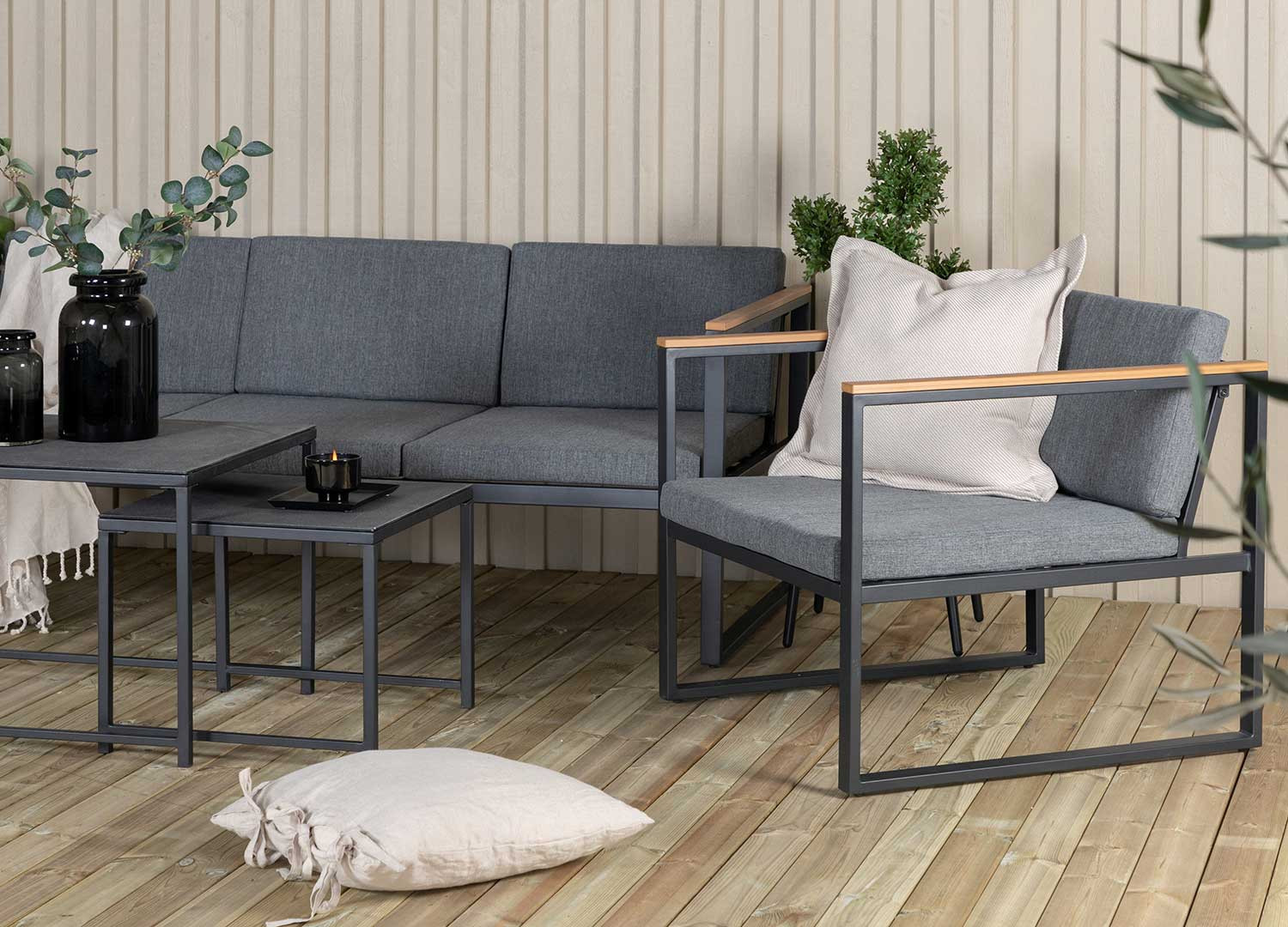 Salon de jardin gris 5 places gris