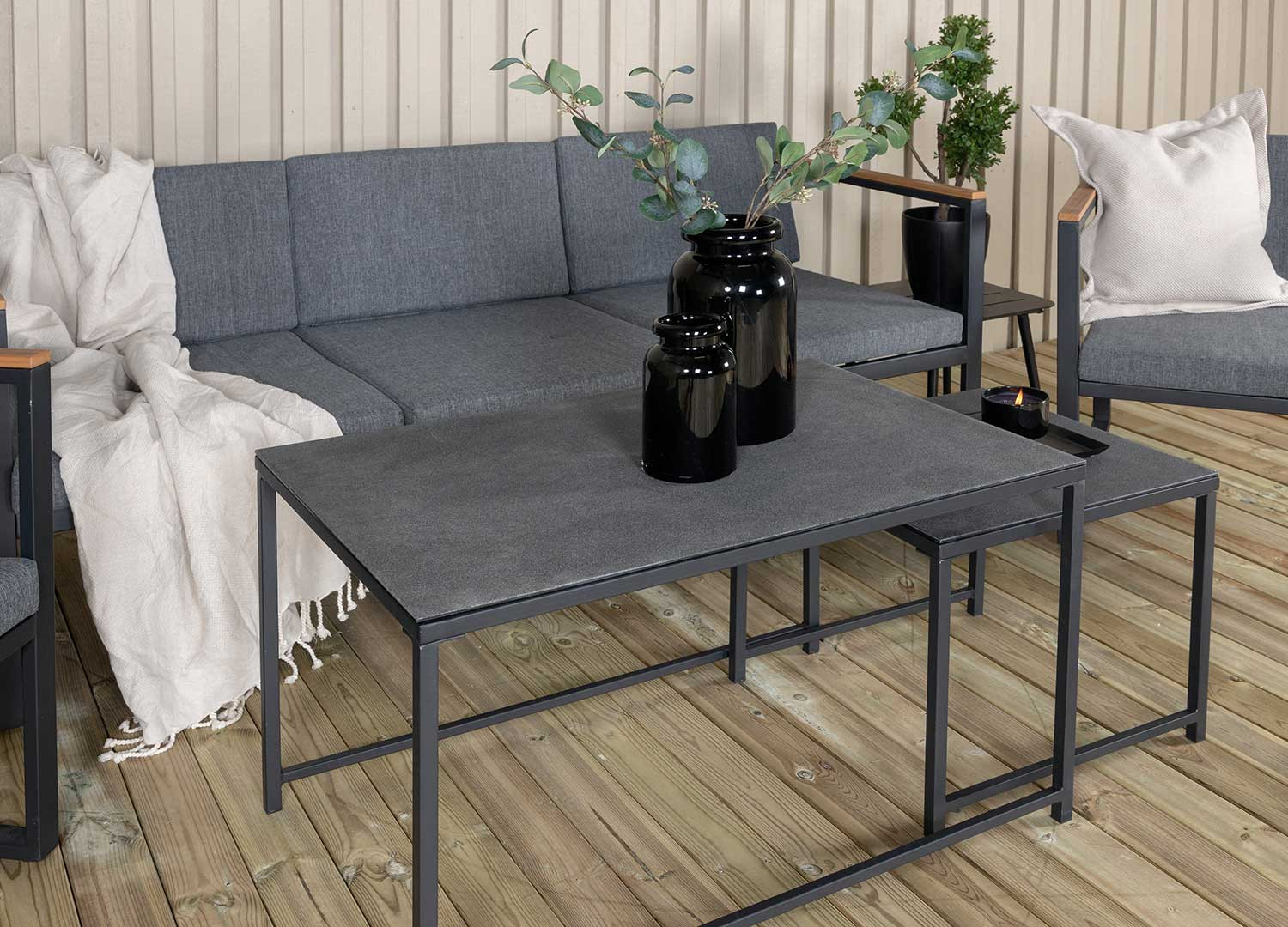 Salon de jardin gris 5 places gris