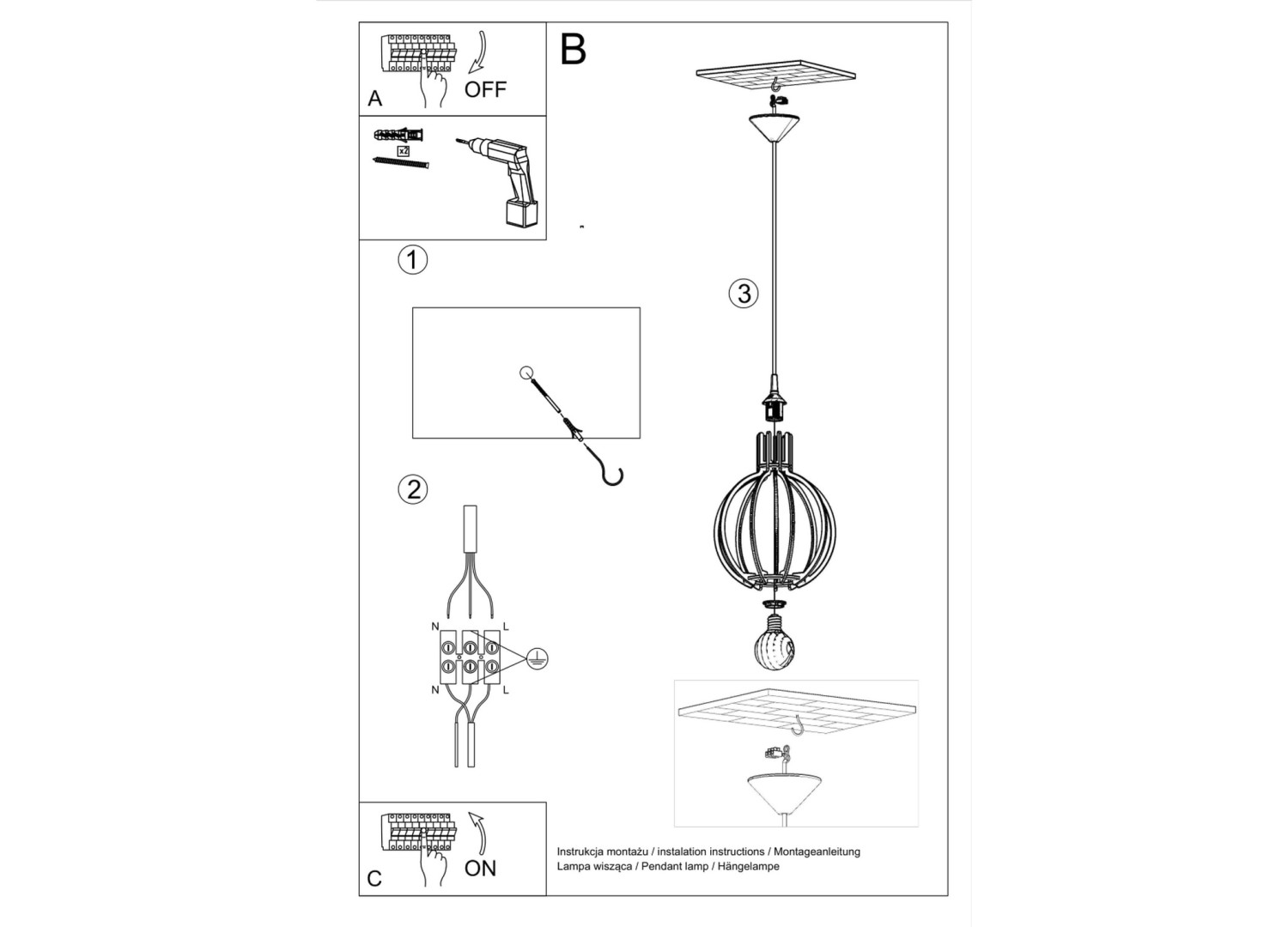 Suspension ARANCIA bois naturel E27 – vue complémentaire 5