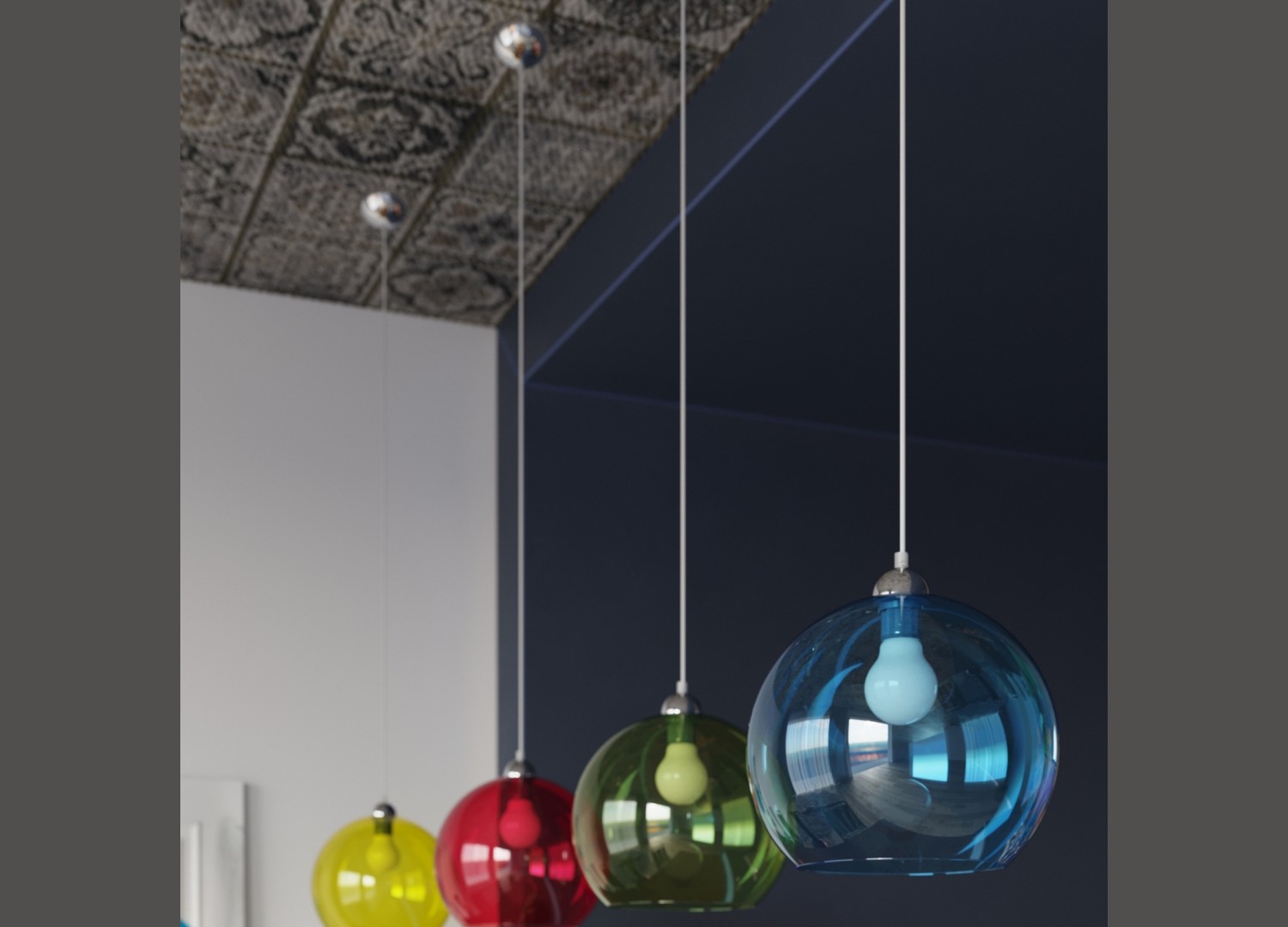 Suspension BALL en verre blanc Ø30 cm – vue complémentaire 7