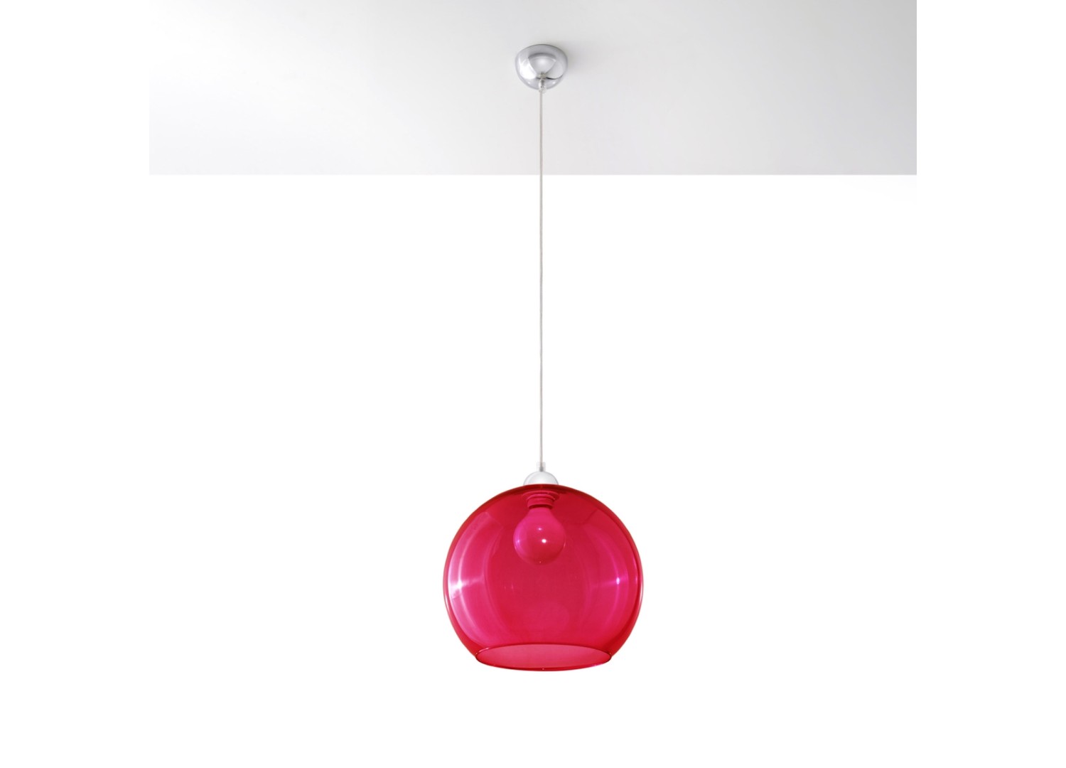 Suspension BALL en verre rouge Ø30 cm – vue complémentaire 2
