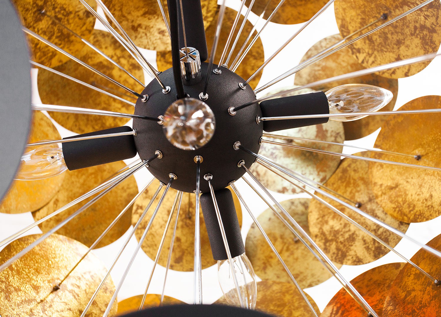 Suspension design moderne boule noir et doré