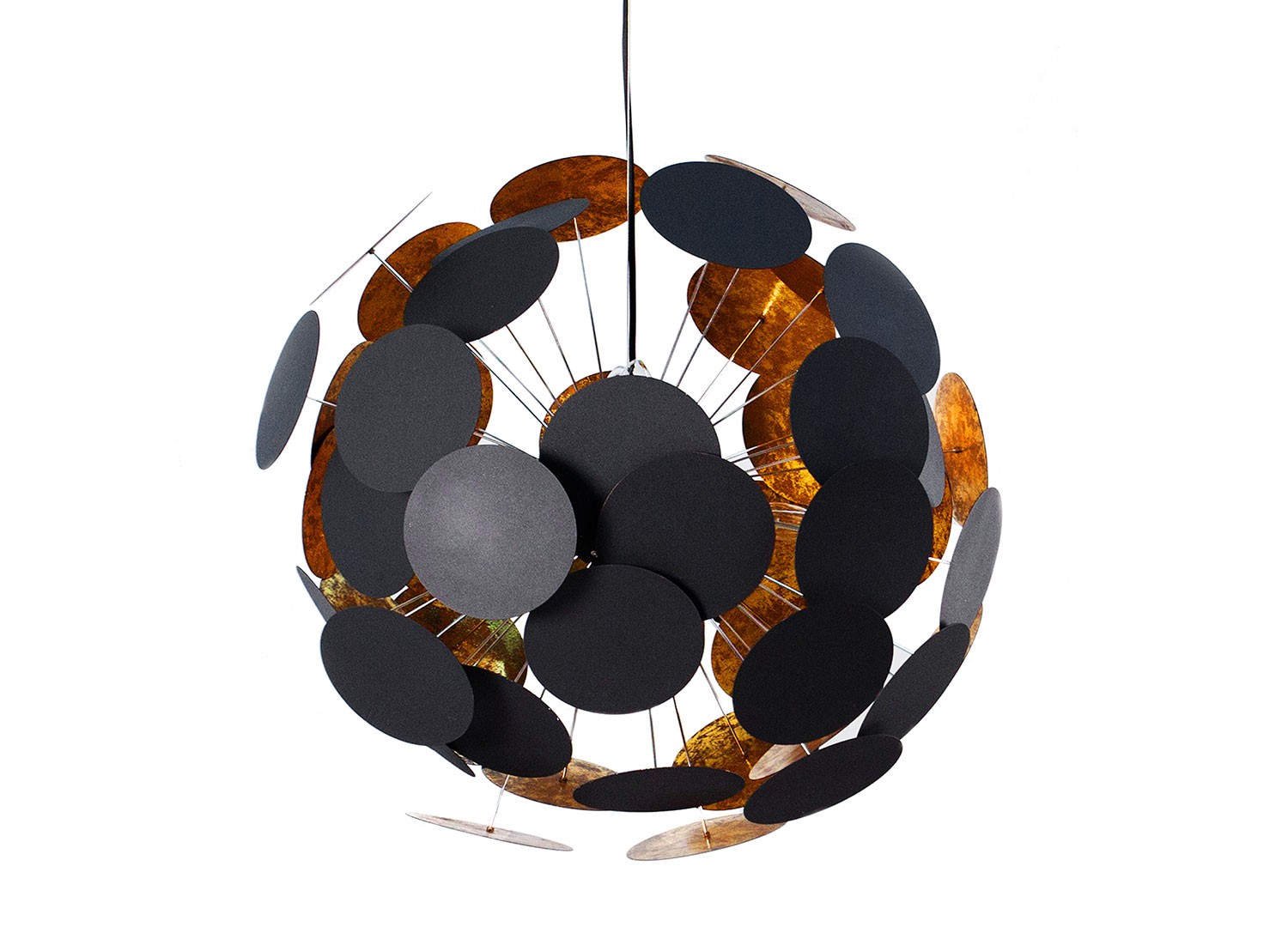 Suspension design moderne boule noir et doré