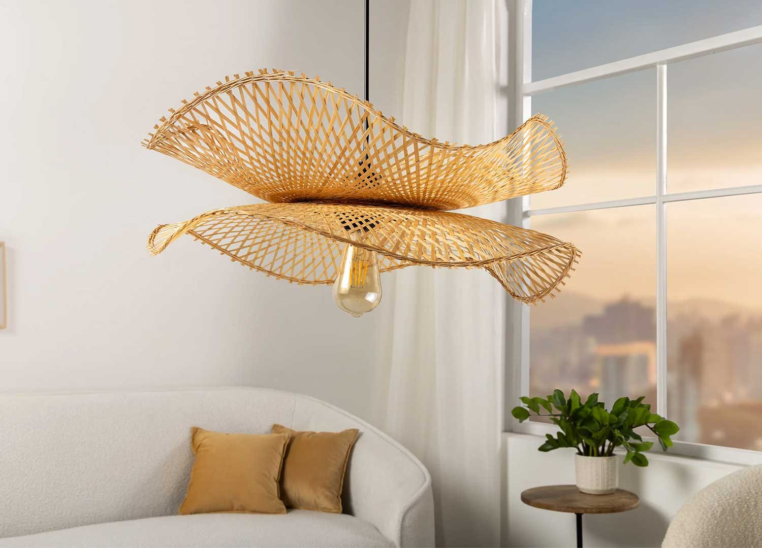 Suspension en bambou tressé 50 cm Tiki