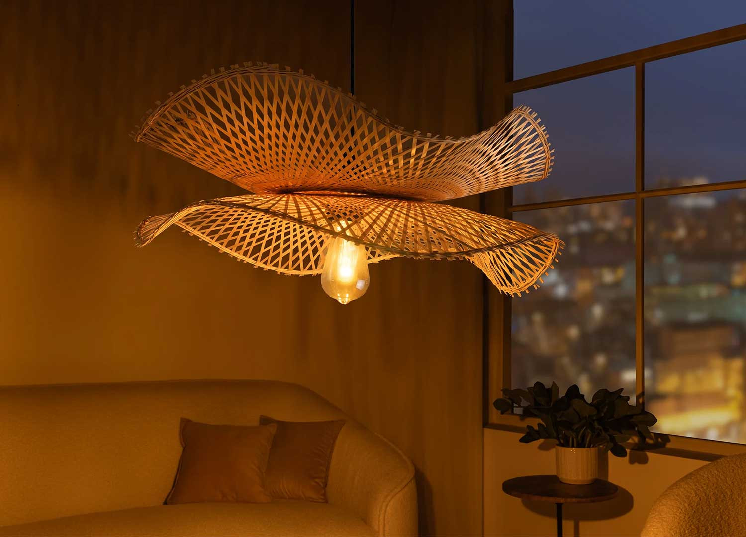 Suspension en bambou tressé 50 cm Tiki