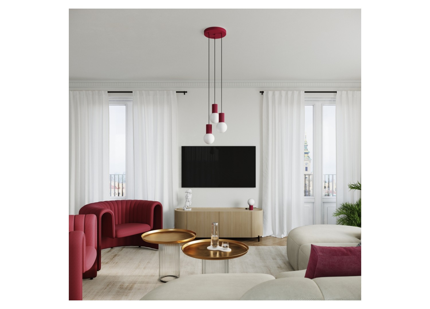 Suspension HALO 1 bordeaux – dimensions