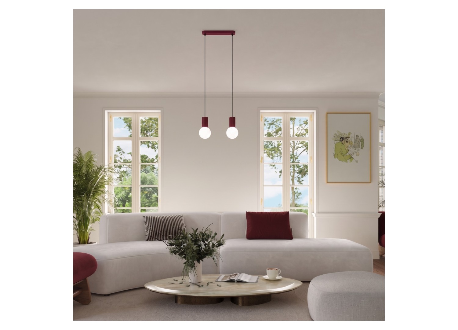 Suspension HALO 3L bordeaux – dimensions