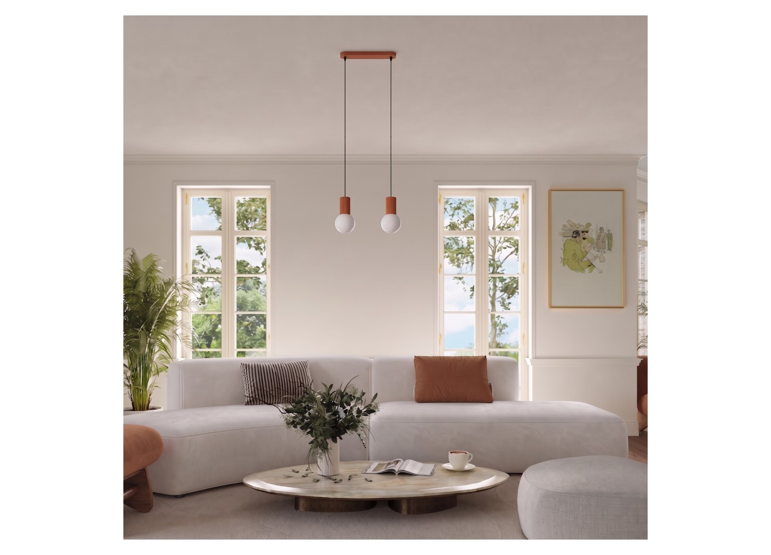 Suspension HALO 3L ocre rouge – dimensions
