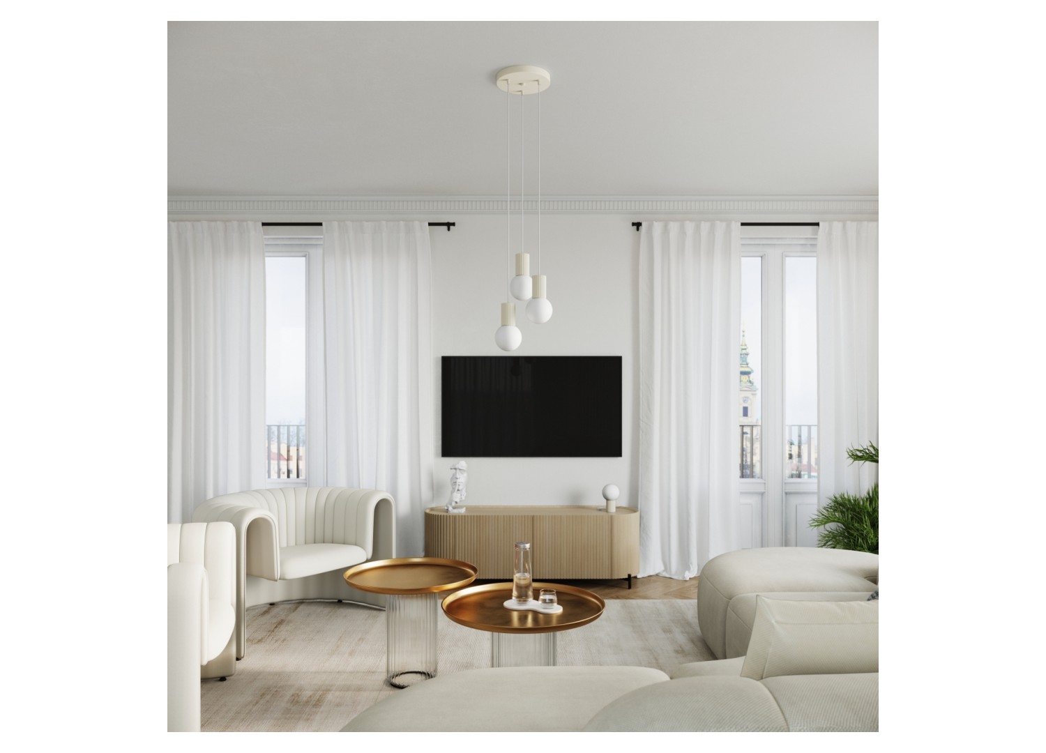 Suspension HALO 3P beige – dimensions