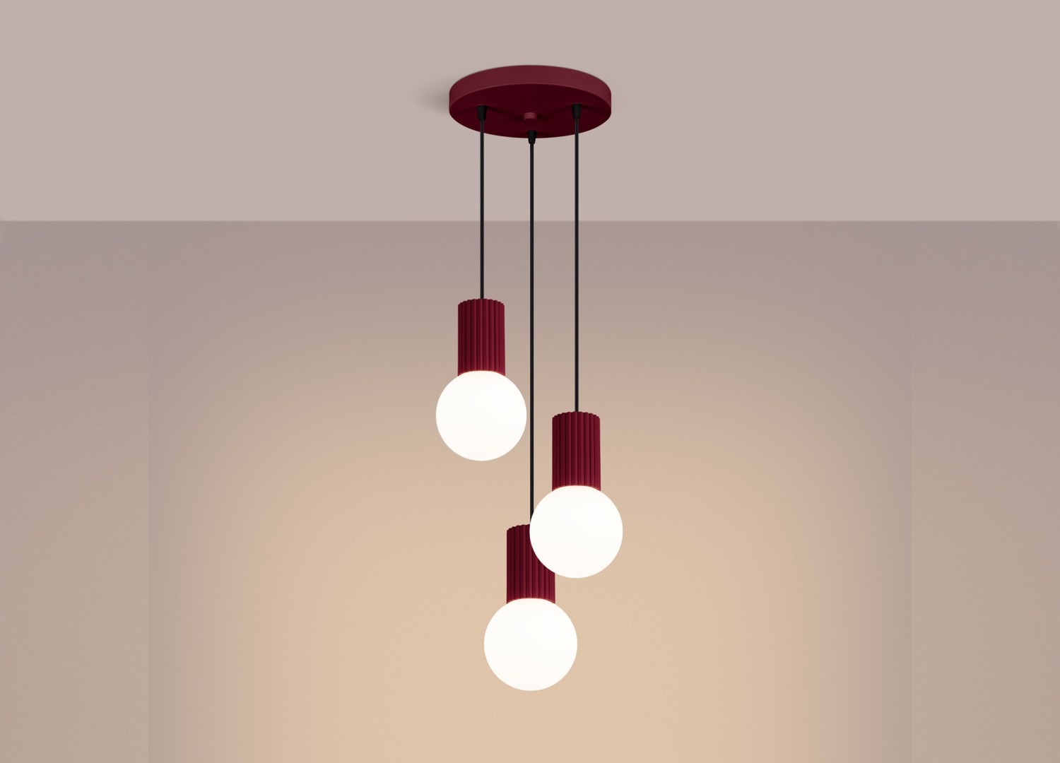 Suspension HALO 3P bordeaux – vue complémentaire 3