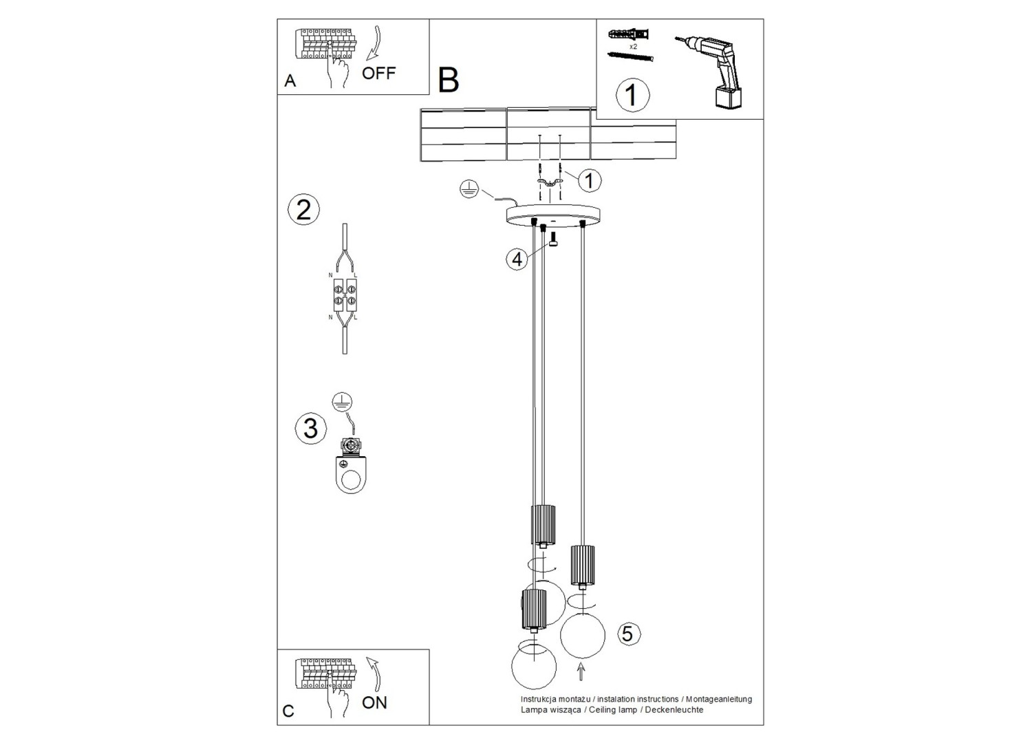 Suspension HALO 3P vert olive – vue complémentaire 11