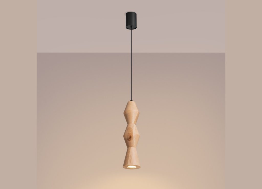 Suspension KUBBE moyenne R bois naturel GU10 – vue complémentaire 3