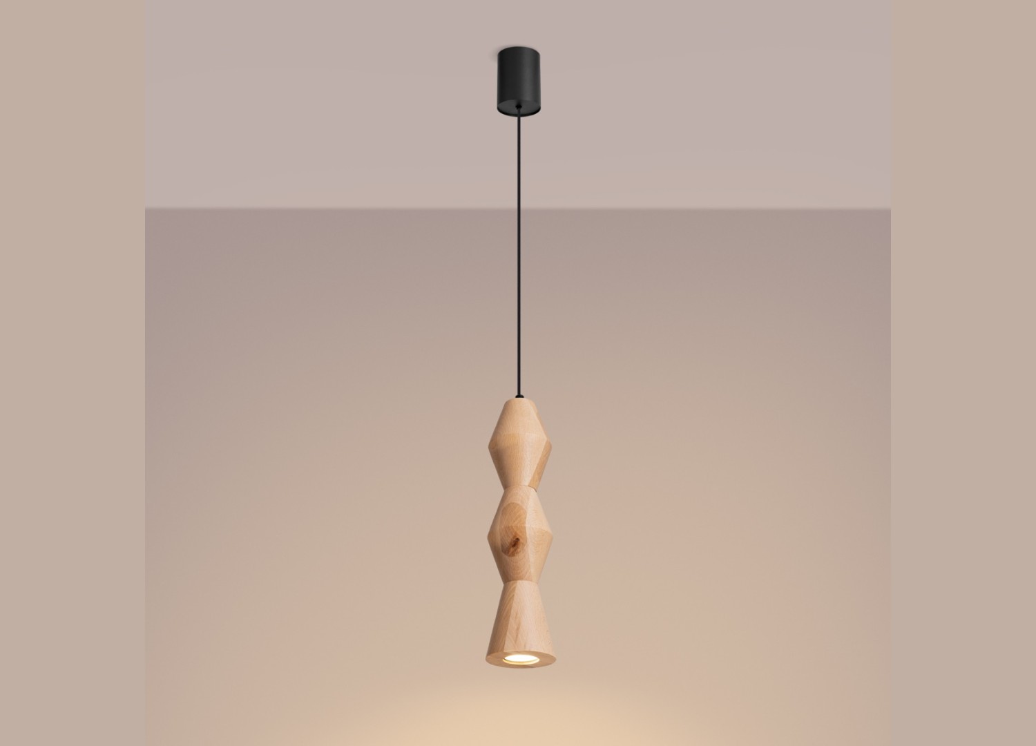 Suspension KUBBE moyenne R bois naturel GU10 – vue complémentaire 3
