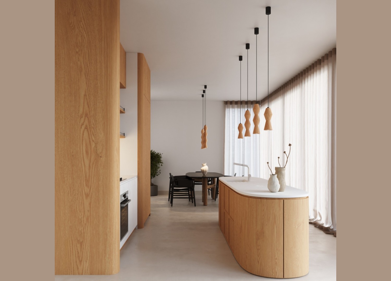 Suspension KUBBE moyenne R bois naturel GU10 – dimensions