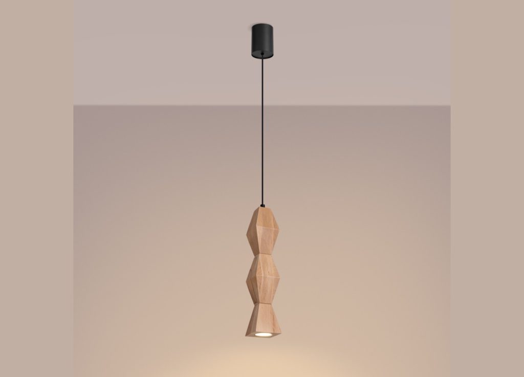 Suspension KUBBE moyenne S bois naturel GU10 – vue complémentaire 3