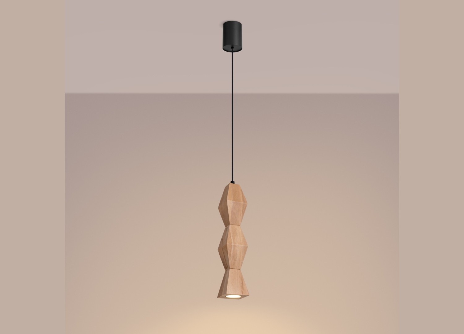 Suspension KUBBE moyenne S bois naturel GU10 – vue complémentaire 3