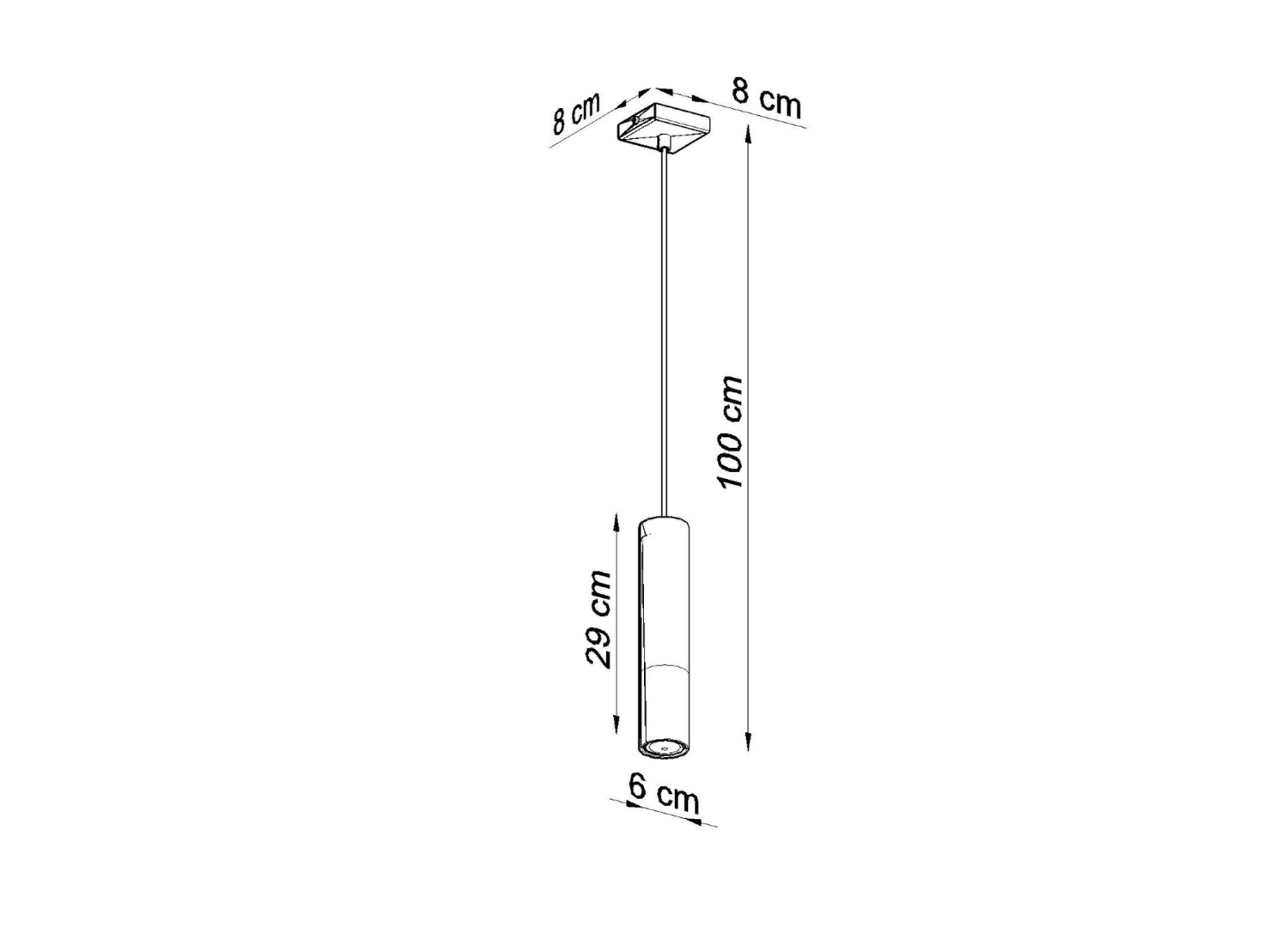 Suspension LOOPEZ 1 noir/doré GU10 – dimensions et schéma technique