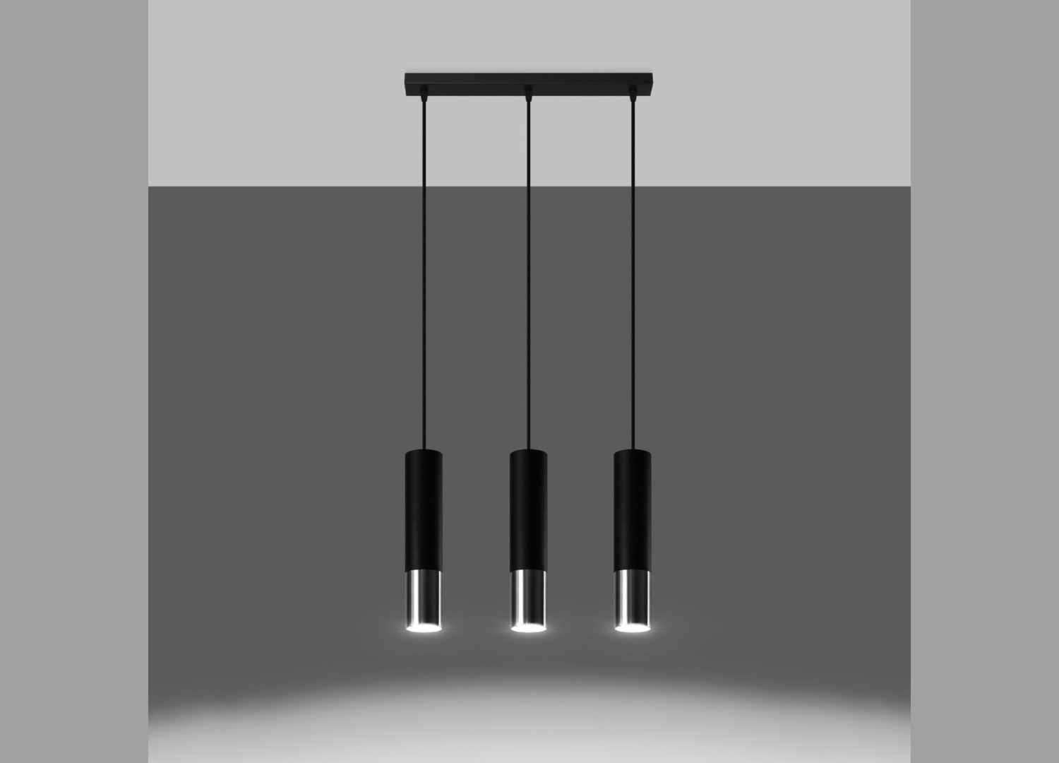 Suspension LOOPEZ 3L noir/chromé GU10 – vue complémentaire 3
