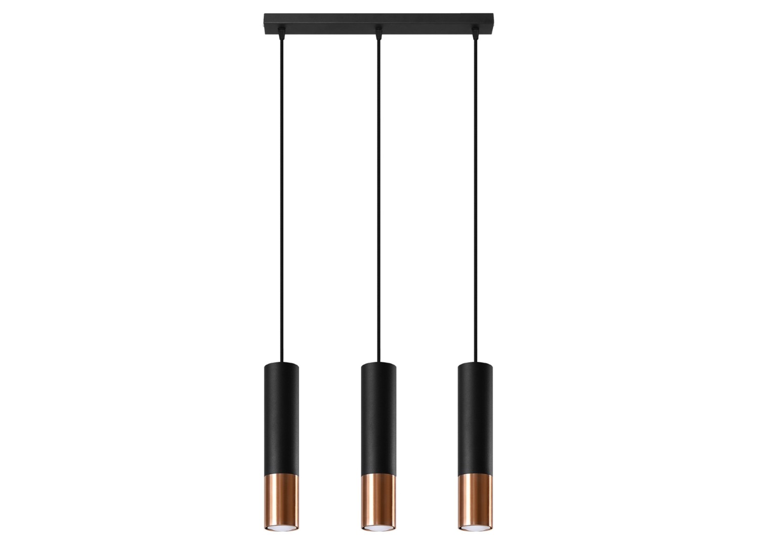 Suspension LOOPEZ 3L noir/cuivre GU10