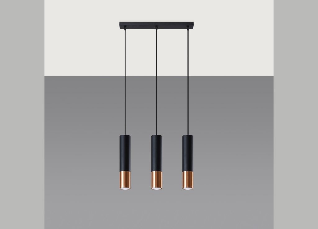 Suspension LOOPEZ 3L noir/cuivre GU10 – vue complémentaire 2