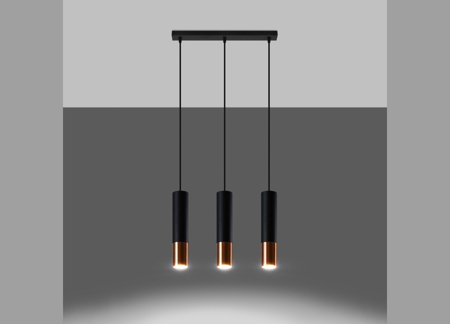 Suspension LOOPEZ 3L noir/cuivre GU10 – vue complémentaire 3