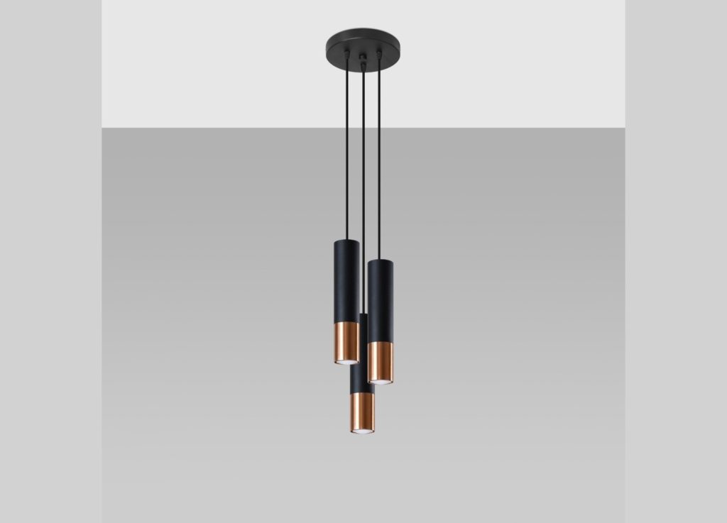 Suspension LOOPEZ 3P noir/cuivre GU10 – vue complémentaire 2