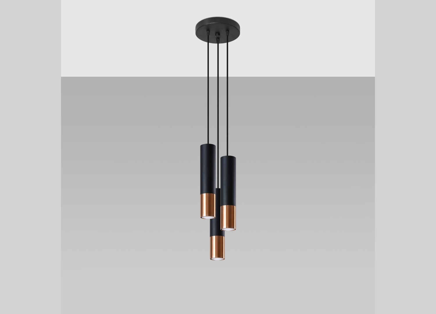 Suspension LOOPEZ 3P noir/cuivre GU10 – vue complémentaire 2